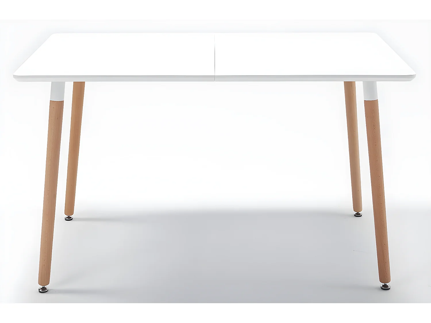 Table à manger rectangulaire extensible coloris blanc / hêtre - Longueur 140 - 220 x profondeur 90 x hauteur 75 cm