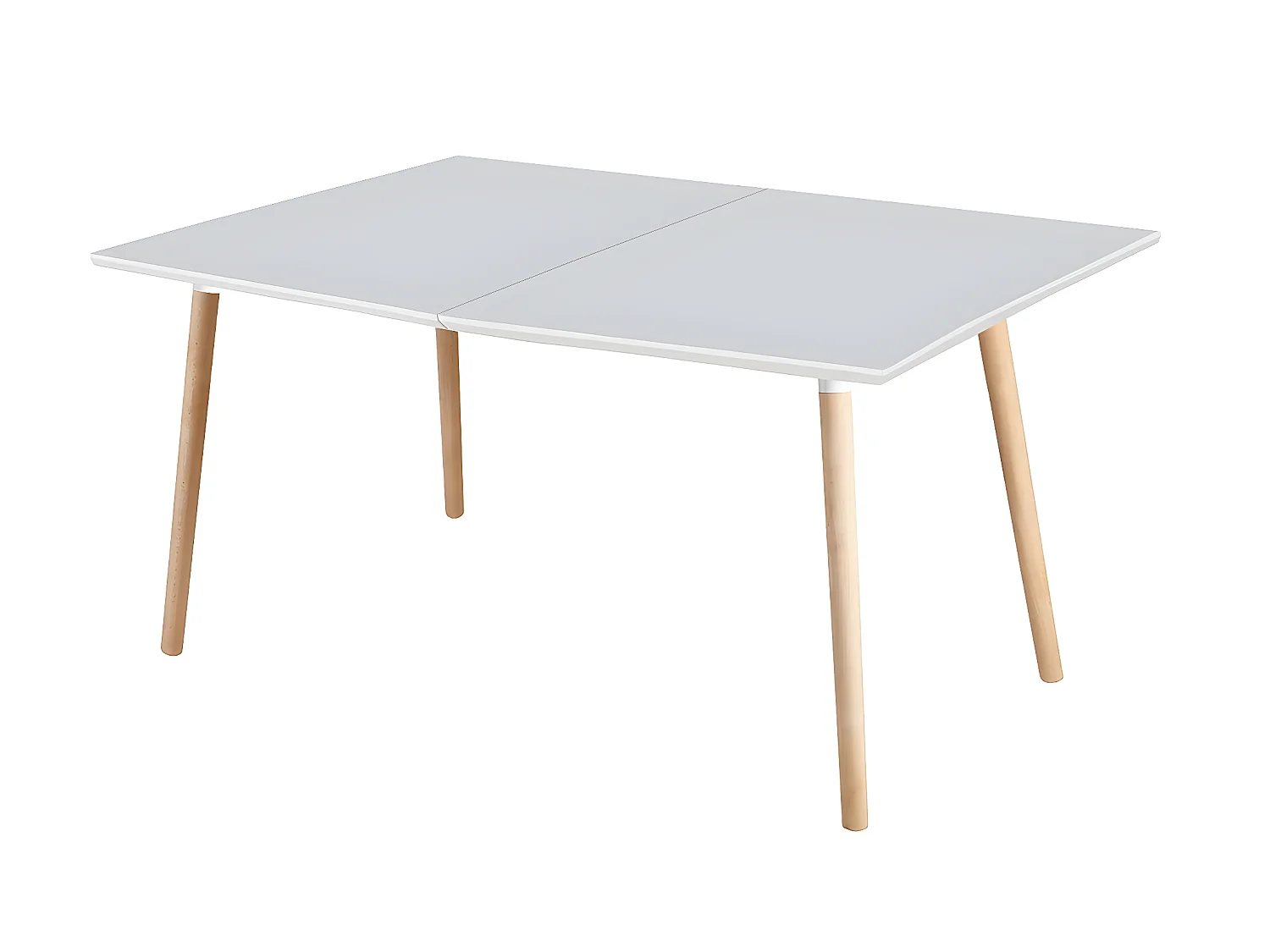 Table à manger rectangulaire extensible coloris blanc / hêtre - Longueur 140 - 220 x profondeur 90 x hauteur 75 cm