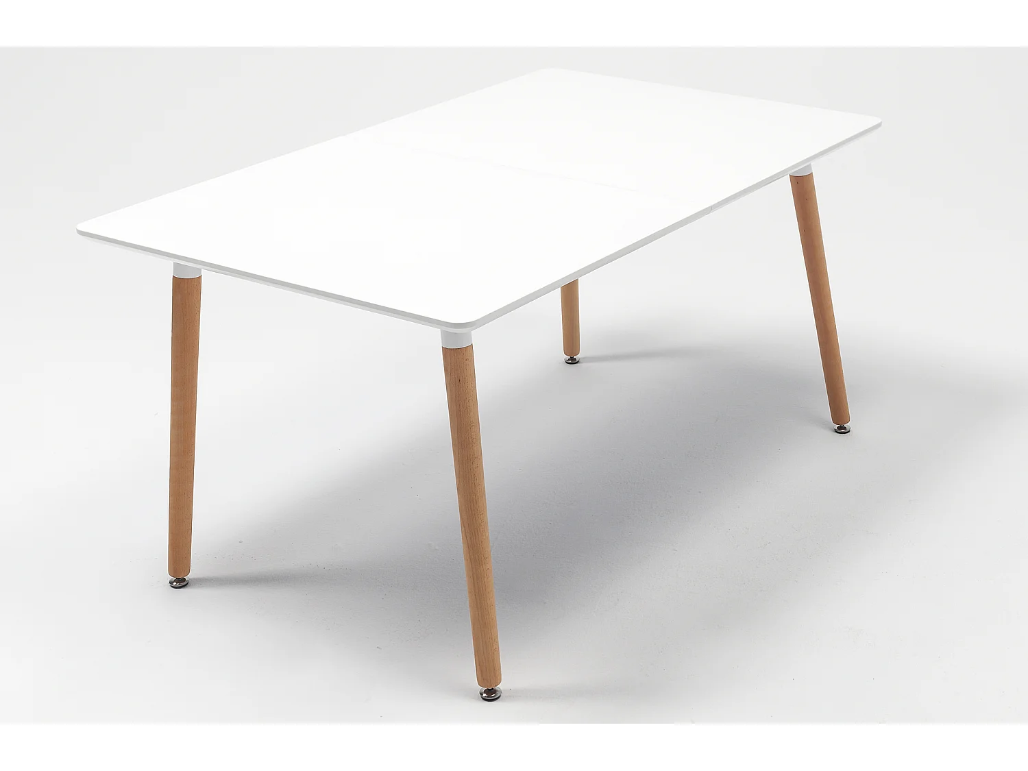 Table à manger rectangulaire extensible coloris blanc / hêtre - Longueur 140 - 220 x profondeur 90 x hauteur 75 cm