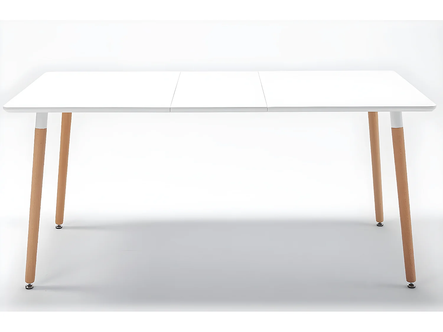 Table à manger rectangulaire extensible coloris blanc / hêtre - Longueur 140 - 220 x profondeur 90 x hauteur 75 cm