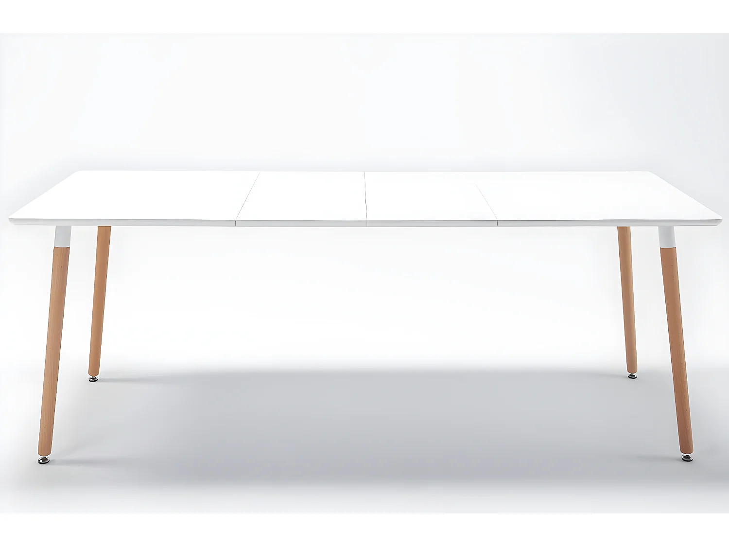 Table à manger rectangulaire extensible coloris blanc / hêtre - Longueur 140 - 220 x profondeur 90 x hauteur 75 cm