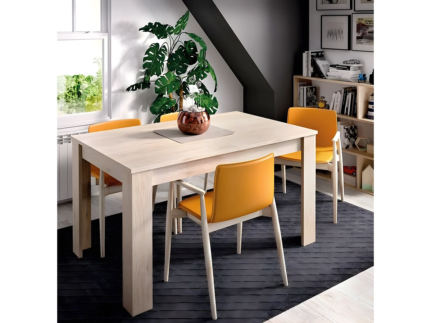 Table de salon extensible coloris naturel - Longueur 140-190 x Hauteur 77 x Profondeur 90 cm
