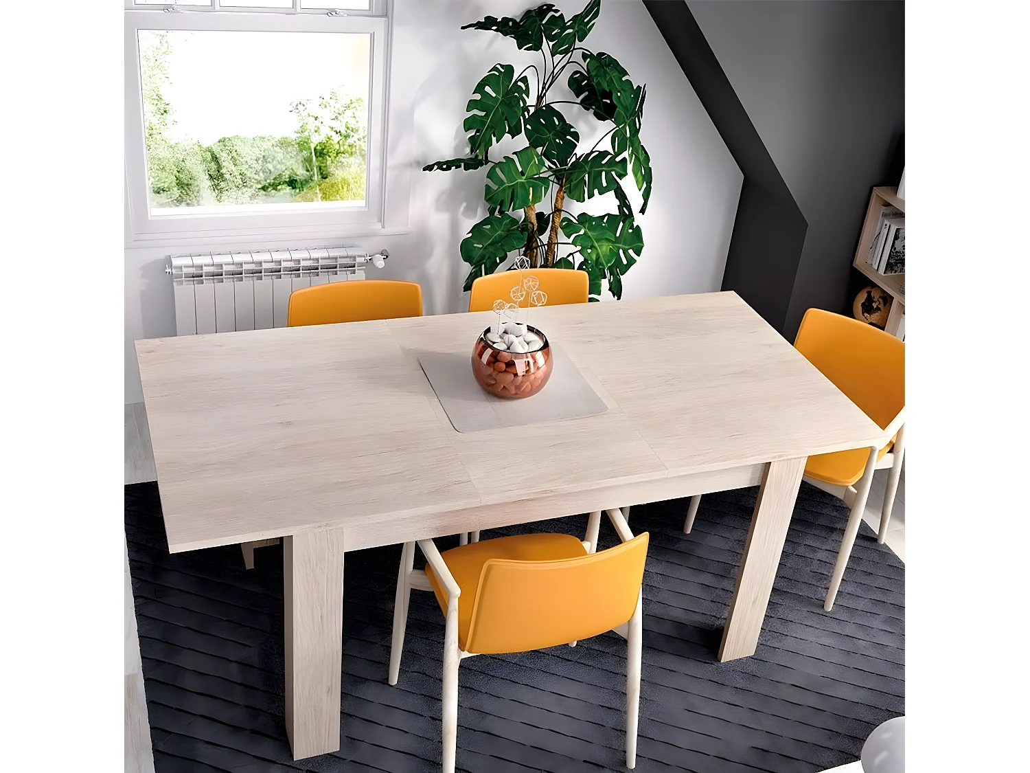 Table de salon extensible coloris naturel - Longueur 140-190 x Hauteur 77 x Profondeur 90 cm