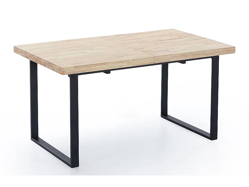 Table à manger rectangulaire extensible coloris chêne nordique / pieds noir , Longueur 140 - 180 x largeur 80 x Hauteur 76 cm