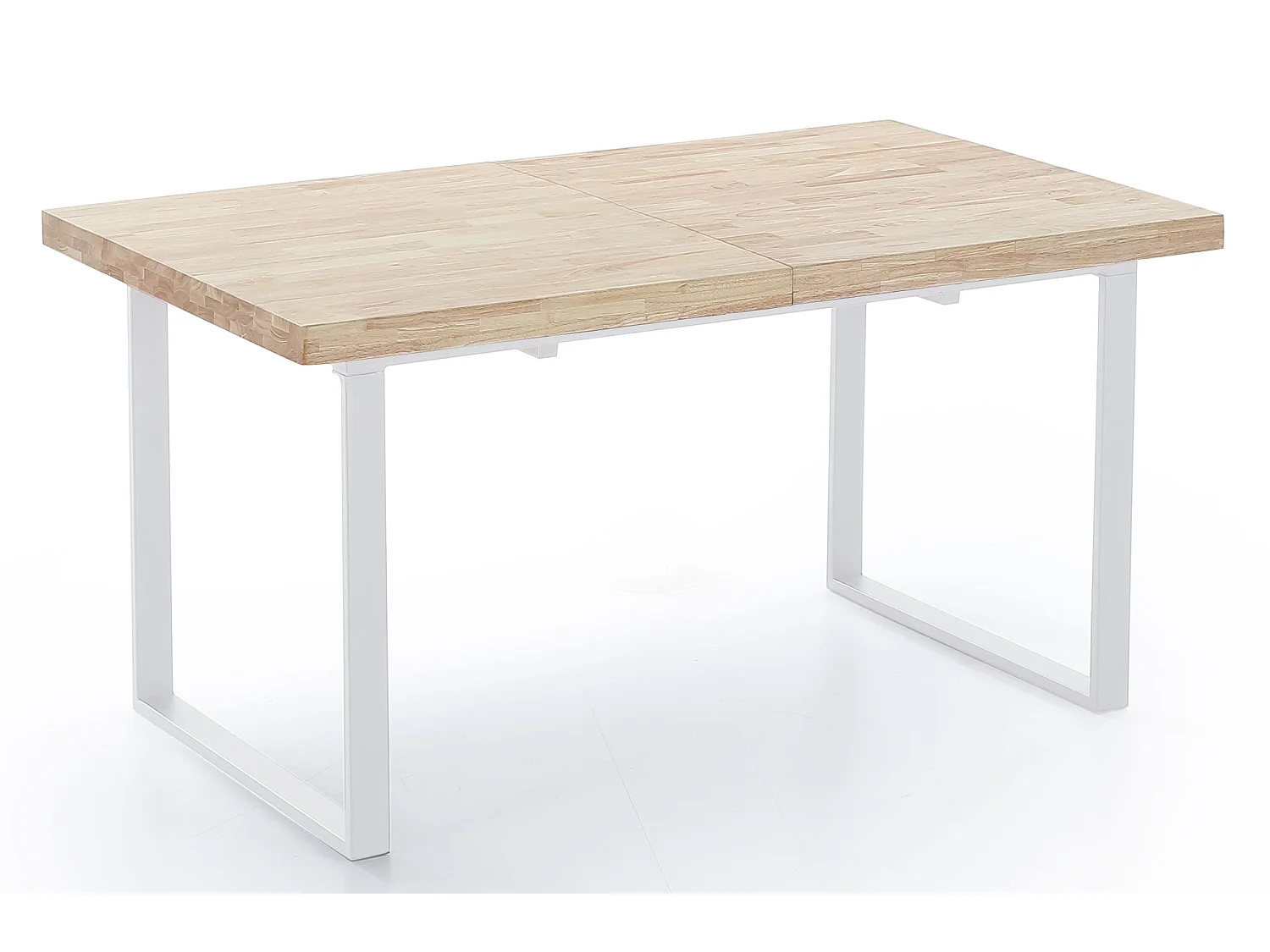 Table à manger rectangulaire extensible coloris chêne nordique / pieds blanc , Longueur 140 - 180 x largeur 80 x Hauteur 76 cm
