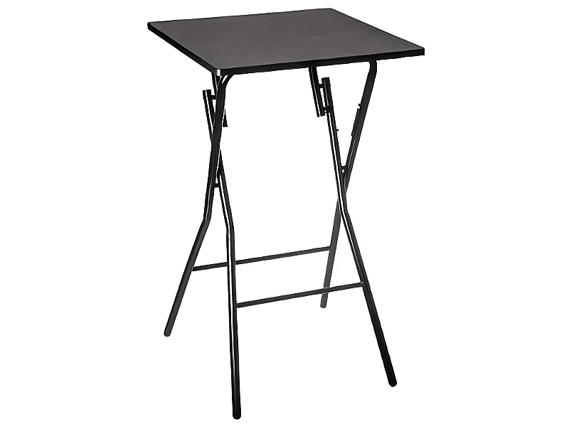 Table de bar pliante en métal coloris noir - L.60 x l.60 x H.103 cm