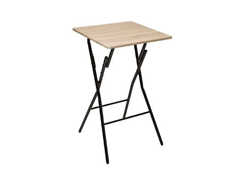 Table de bar pliante en métal coloris naturel - L.60 x l.60 x H.103 cm