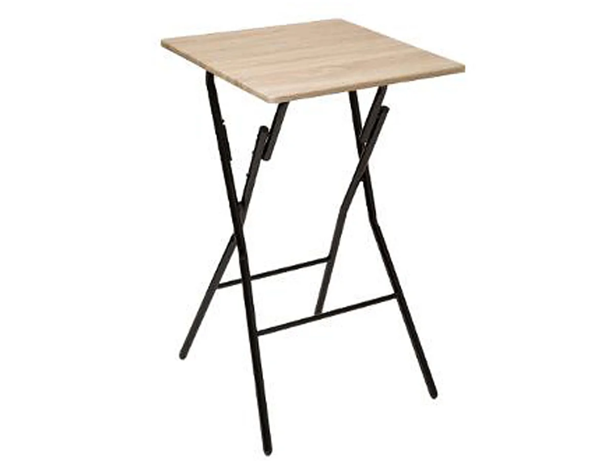 Table de bar pliante en métal coloris naturel - L.60 x l.60 x H.103 cm