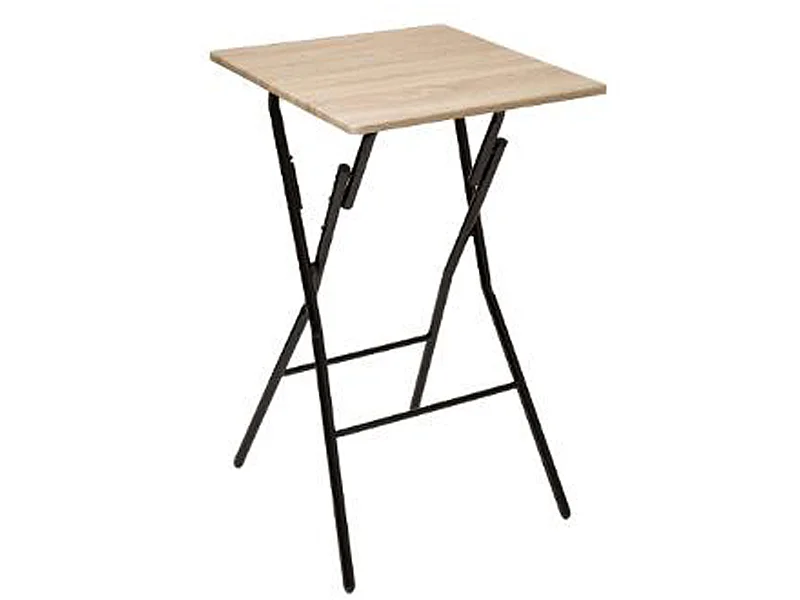 Table de bar pliante en métal coloris naturel - L.60 x l.60 x H.103 cm