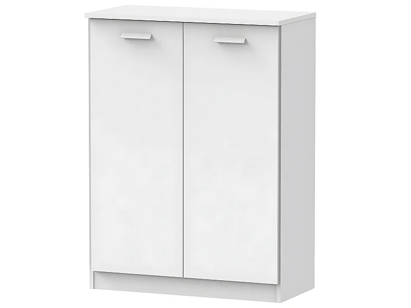 Commode avec 2 portes battantes coloris blanc - Hauteur 101 x Longueur 74 x Profondeur 36 cm