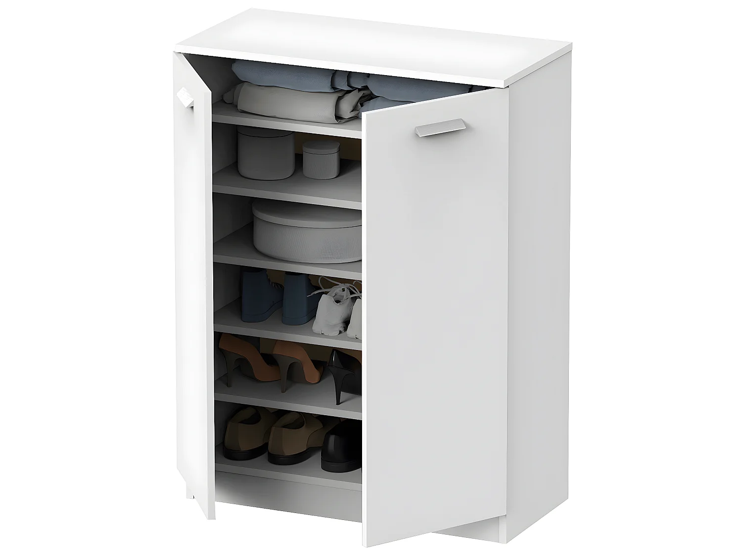 Commode avec 2 portes battantes coloris blanc - Hauteur 101 x Longueur 74 x Profondeur 36 cm