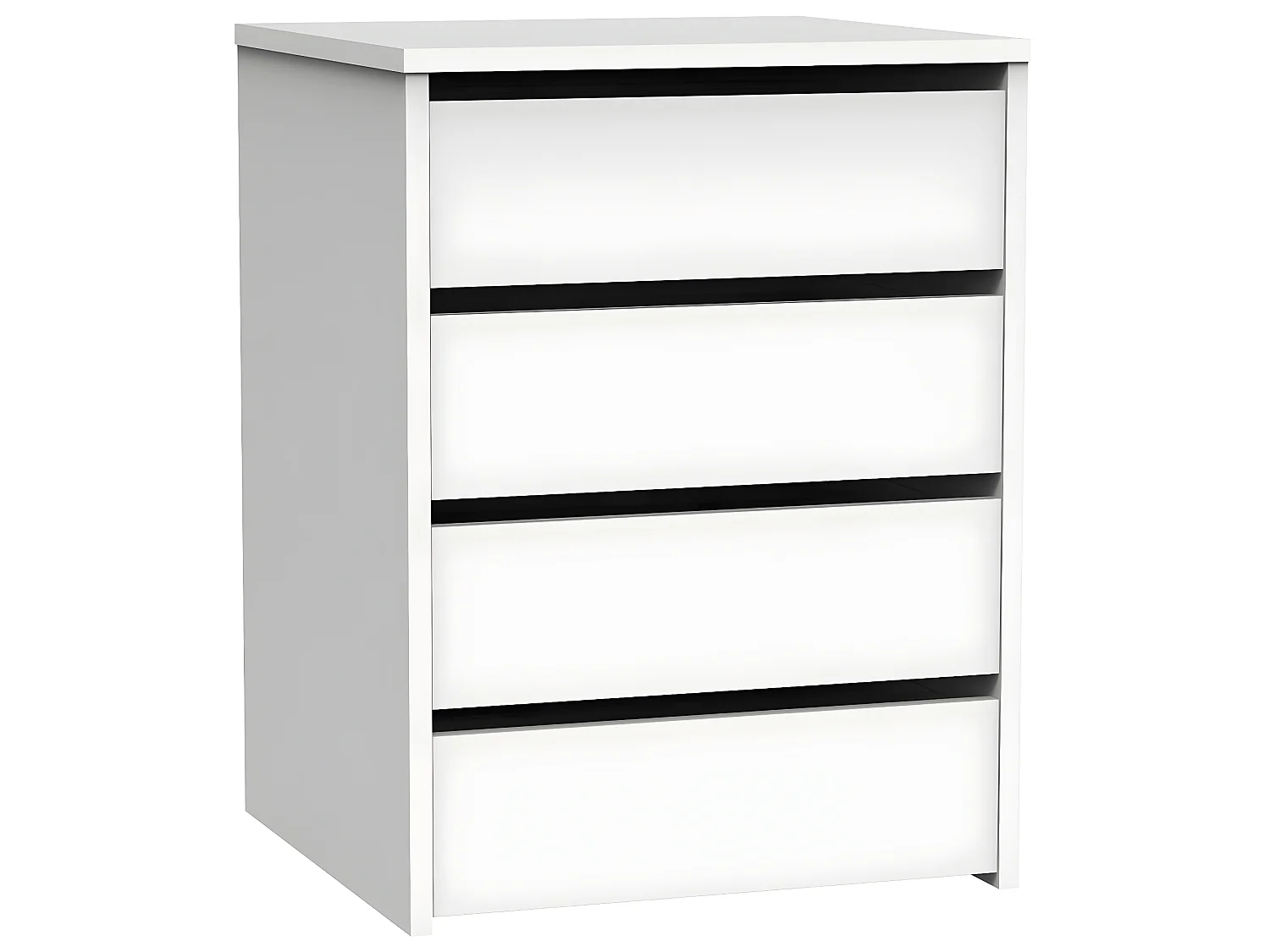 Commode Meuble de rangement coloris blanc brillant - Hauteur 61 x Longueur 46 x Profondeur 45 cm