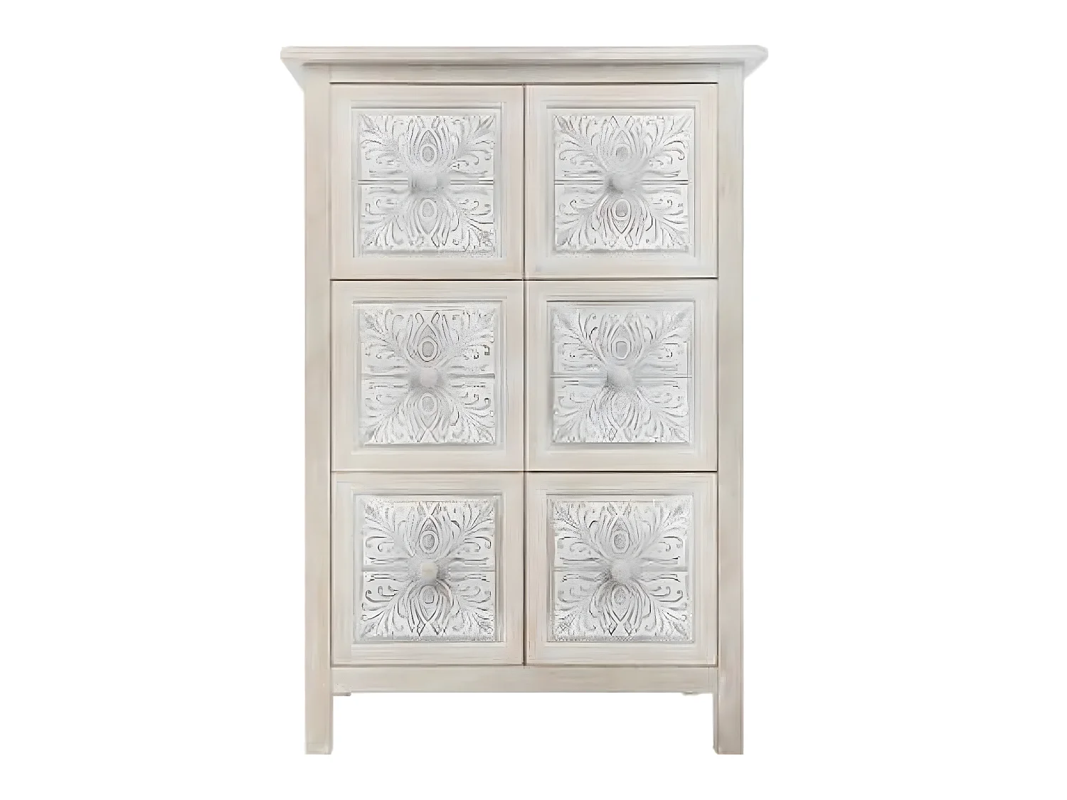 Commode en MDF de 6 tiroirs coloris chêne - Dim : L.64 x l.34 x H.94 cm