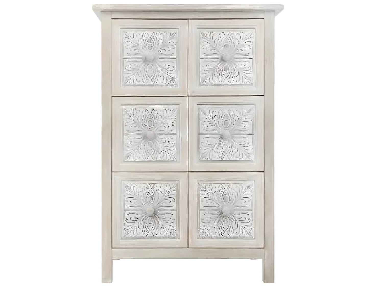 Commode en MDF de 6 tiroirs coloris chêne - Dim : L.64 x l.34 x H.94 cm