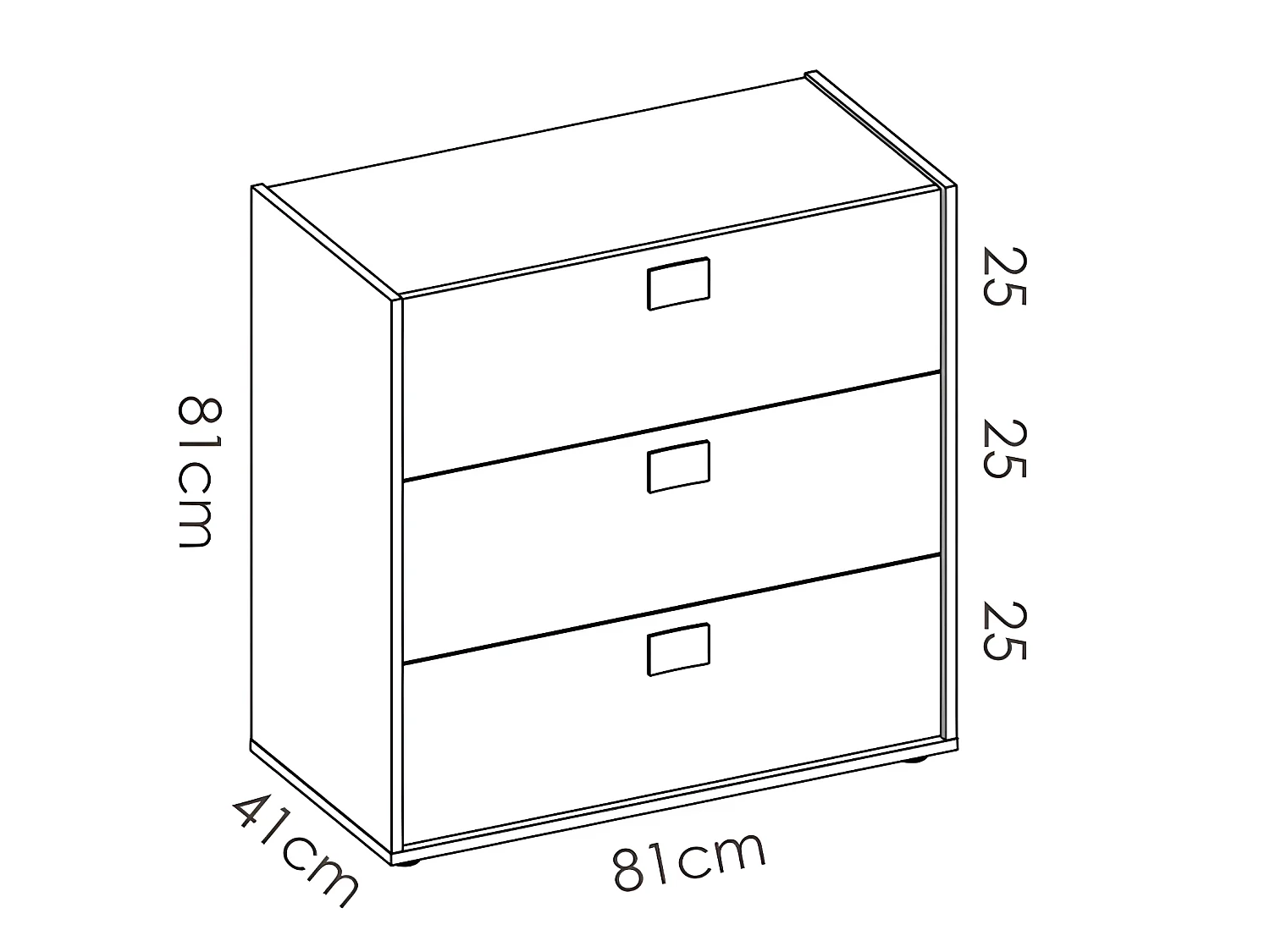 Commode Meuble de rangement coloris chêne/blanc - Longueur 80 x Hauteur 81 x Profondeur 43 cm