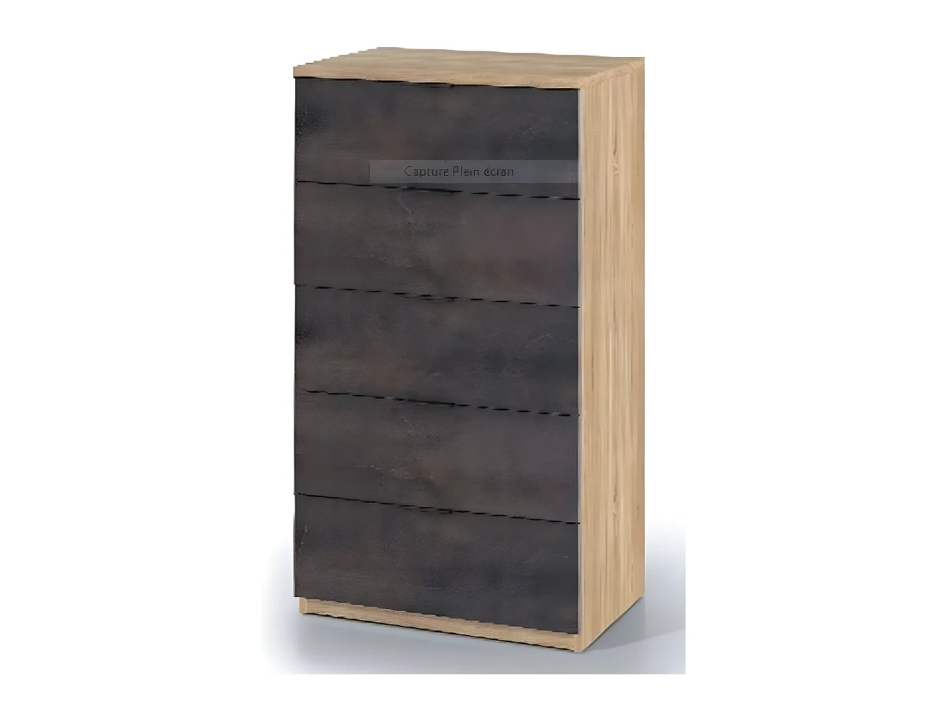 Commode avec 5 tiroirs coloris chêne canadian et effet industriel vieilli - 110 x 60 x 40 cm