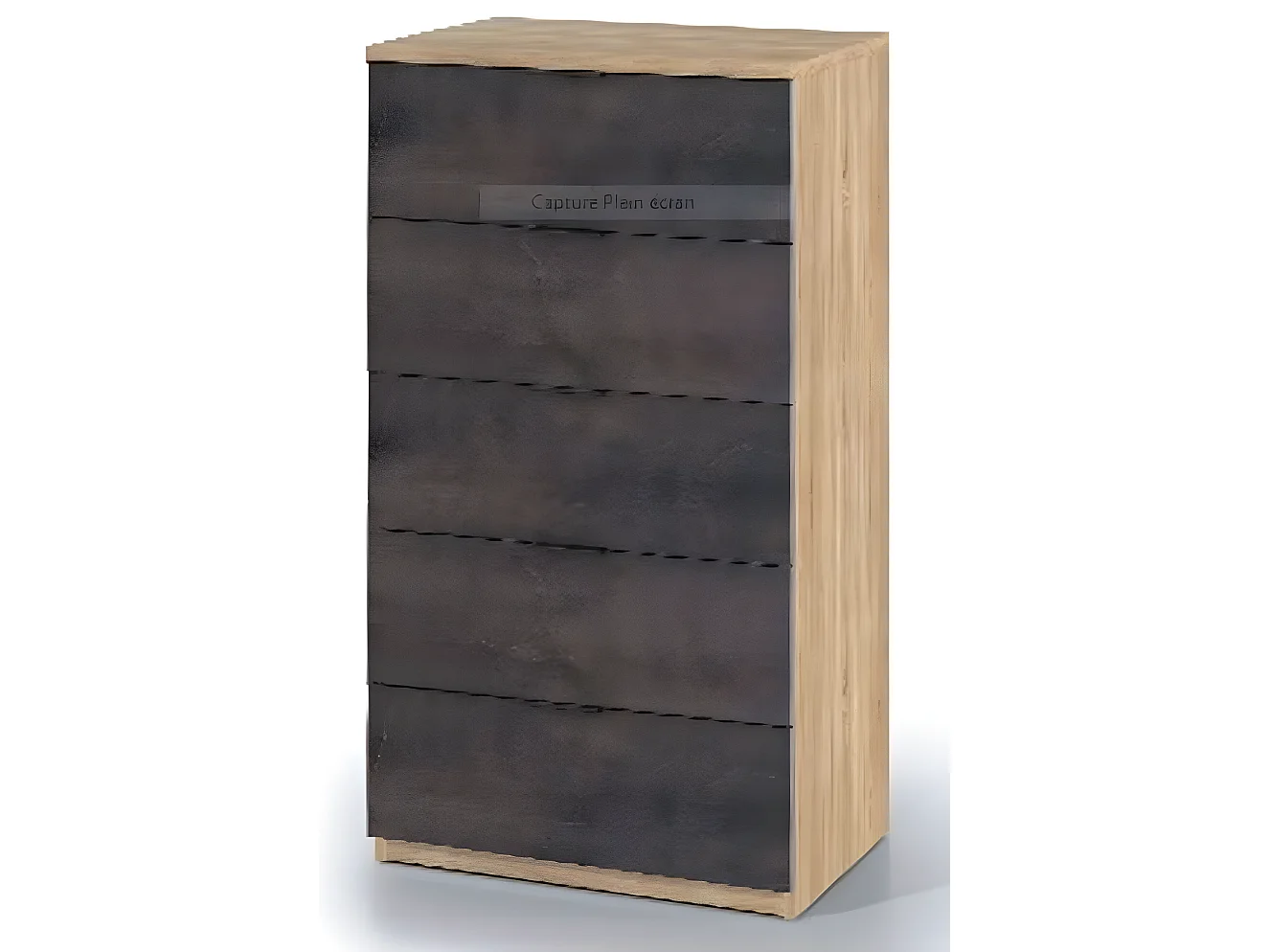 Commode avec 5 tiroirs coloris chêne canadian et effet industriel vieilli - 110 x 60 x 40 cm