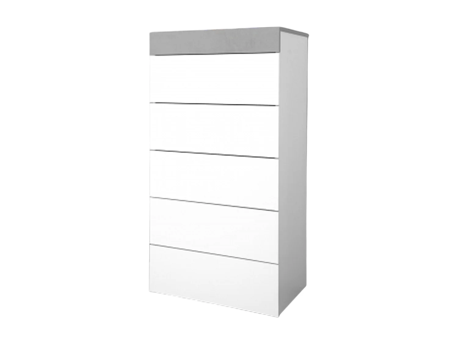 Commode avec 5 tiroirs coloris ciment et blanc artic - 118 x 61 x 40 cm