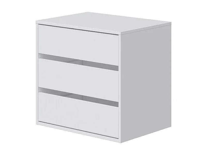 Commode avec 3 tiroirs coloris blanc - Hauteur 56 x largeur 60 x profondeur 44 cm