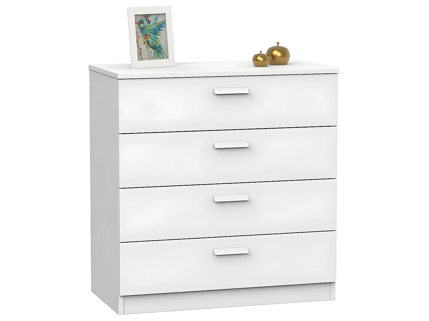 Commode Meuble de rangement coloris blanc - Hauteur 78 x Longueur 74 x Profondeur 40 cm