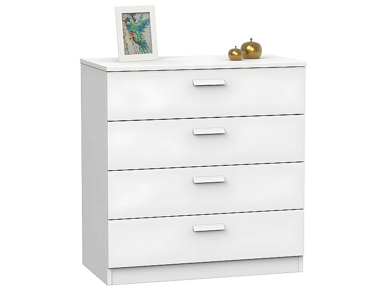 Commode Meuble de rangement coloris blanc - Hauteur 78 x Longueur 74 x Profondeur 40 cm