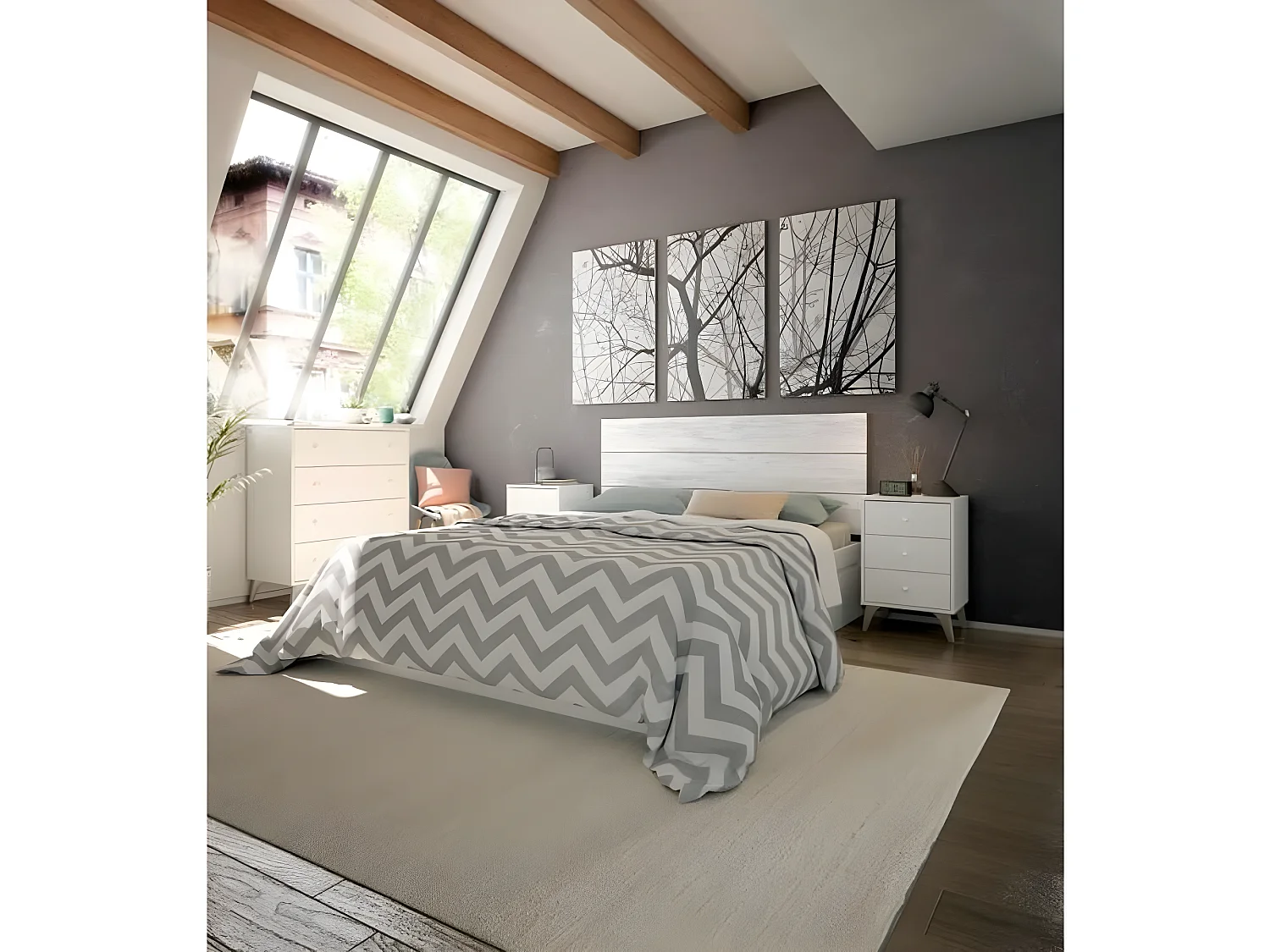 Commode avec 4 tiroirs coloris blanc artic - Hauteur 95 x Longueur 77,5 x Profondeur 40 cm