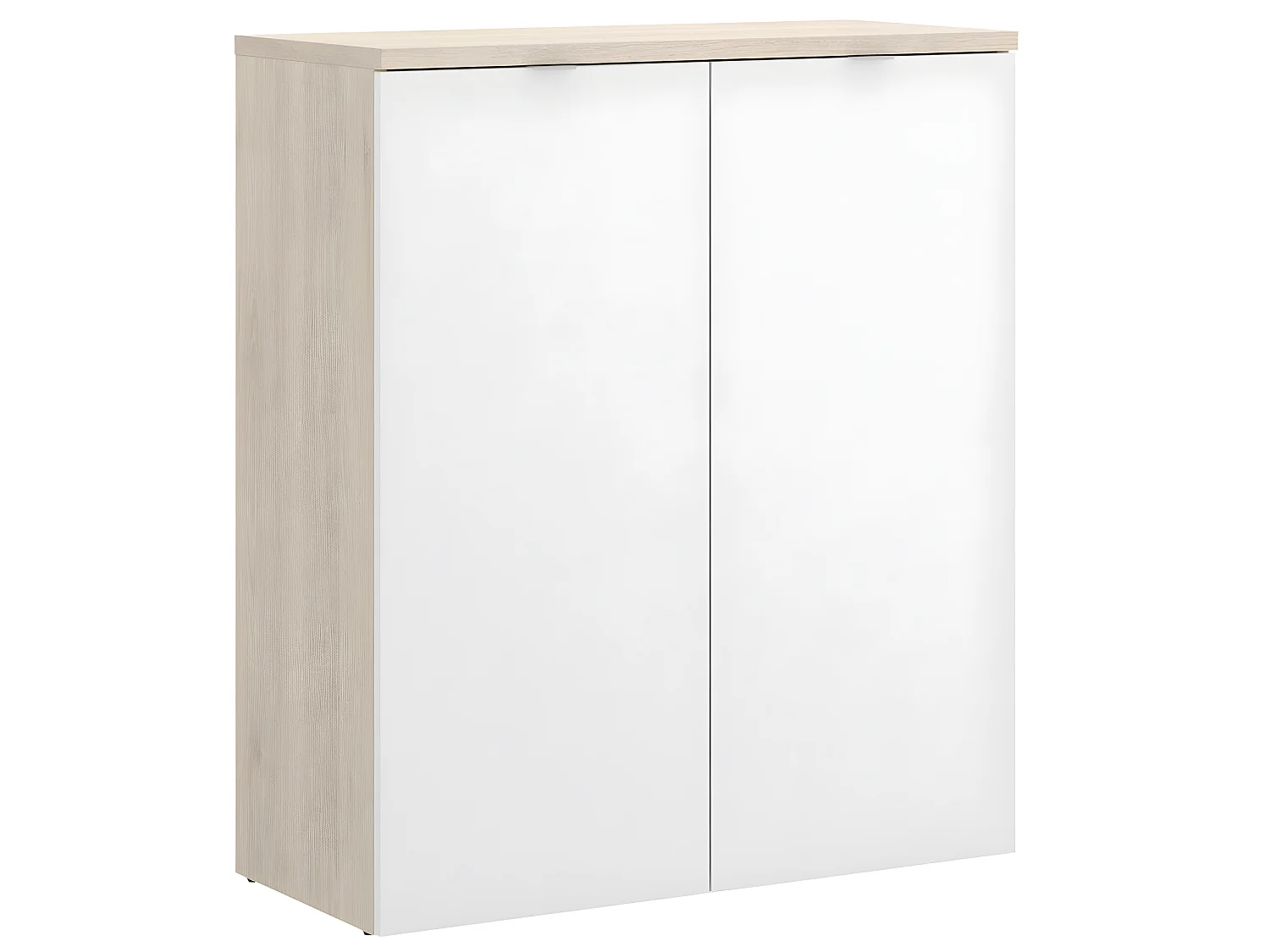 Commode meuble de rangement coloris naturel/blanc - Longueur 79 x Profondeur 40 x Hauteur 96 cm