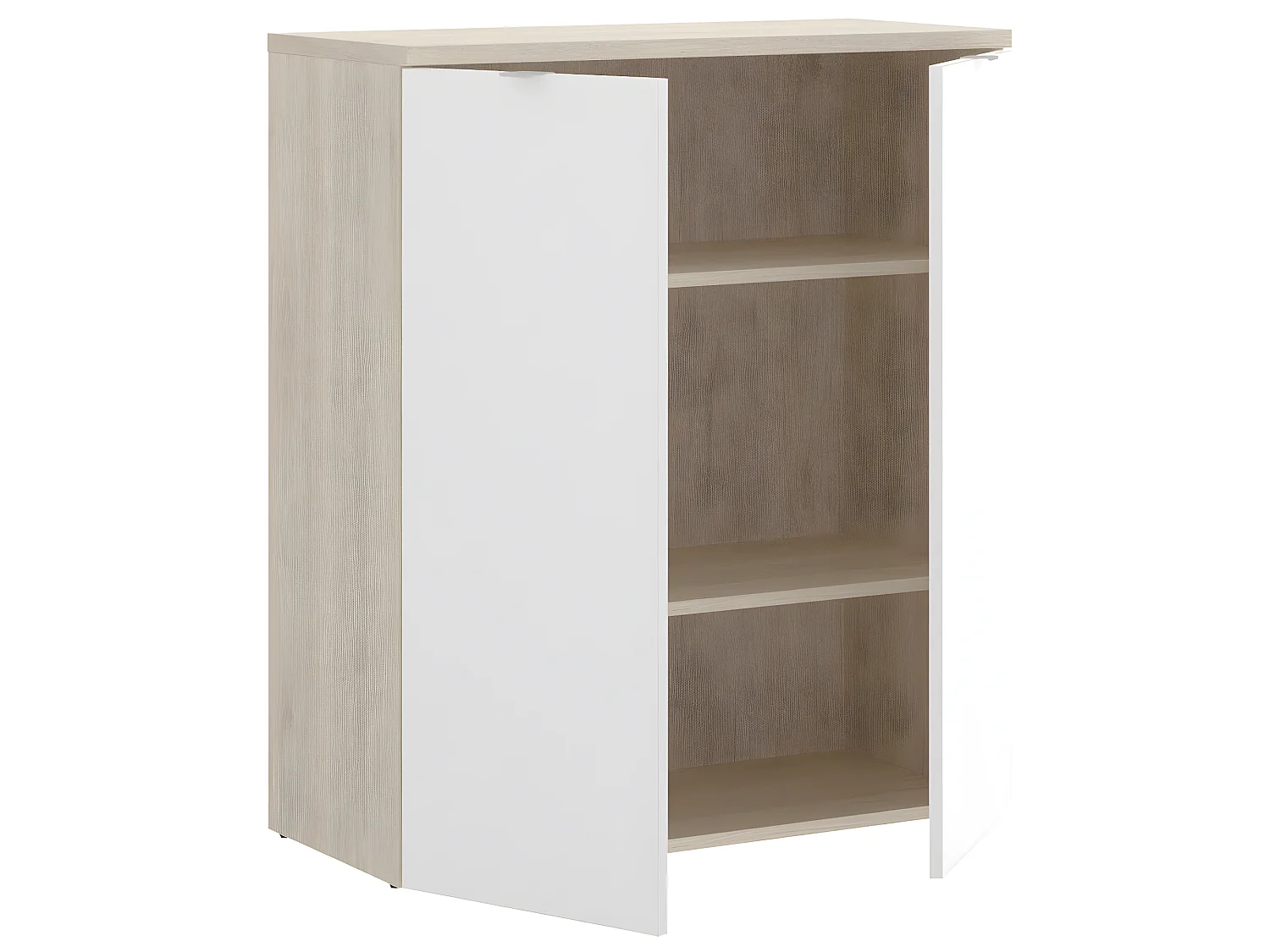 Commode meuble de rangement coloris naturel/blanc - Longueur 79 x Profondeur 40 x Hauteur 96 cm