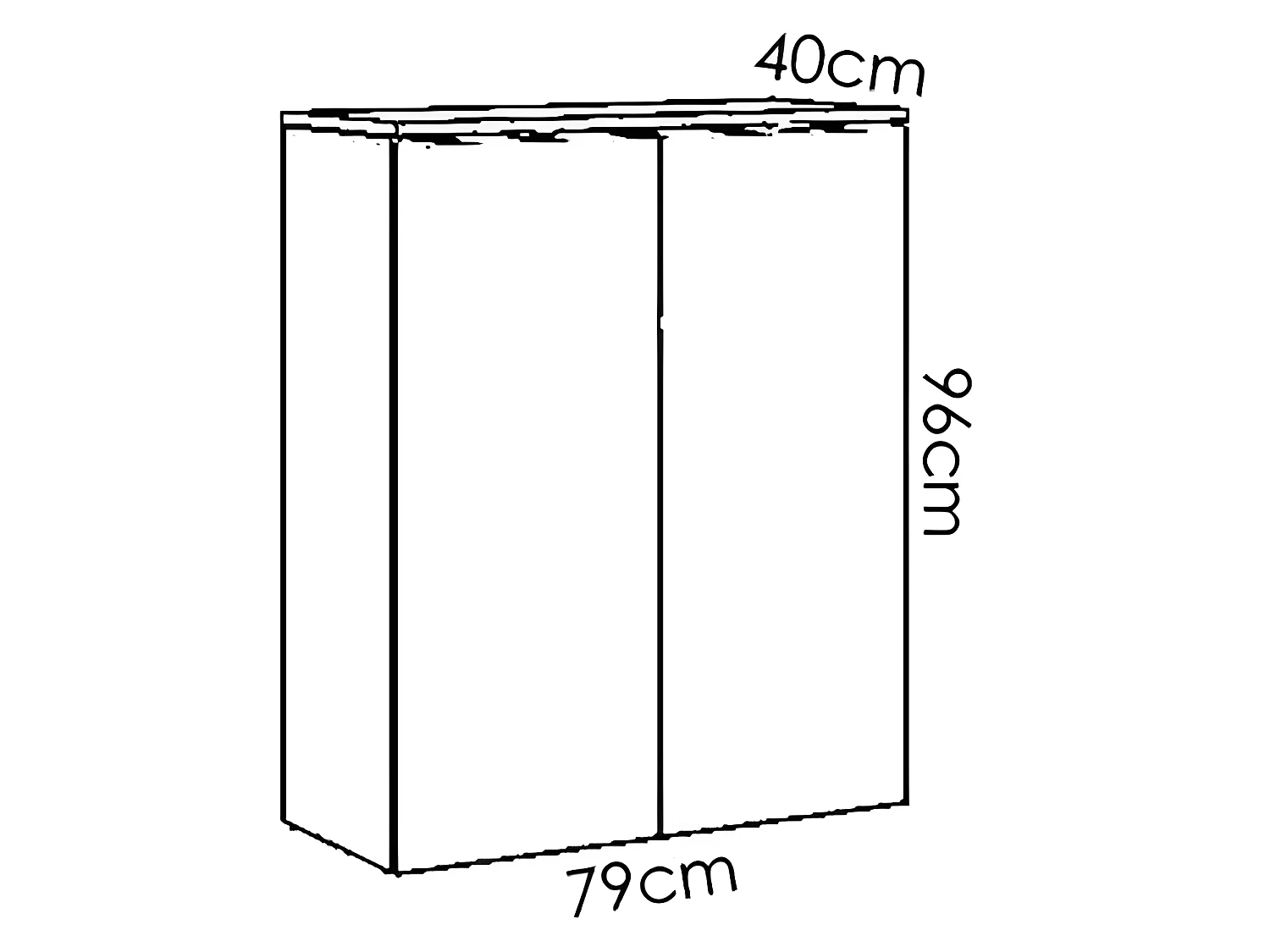 Commode meuble de rangement coloris naturel/blanc - Longueur 79 x Profondeur 40 x Hauteur 96 cm