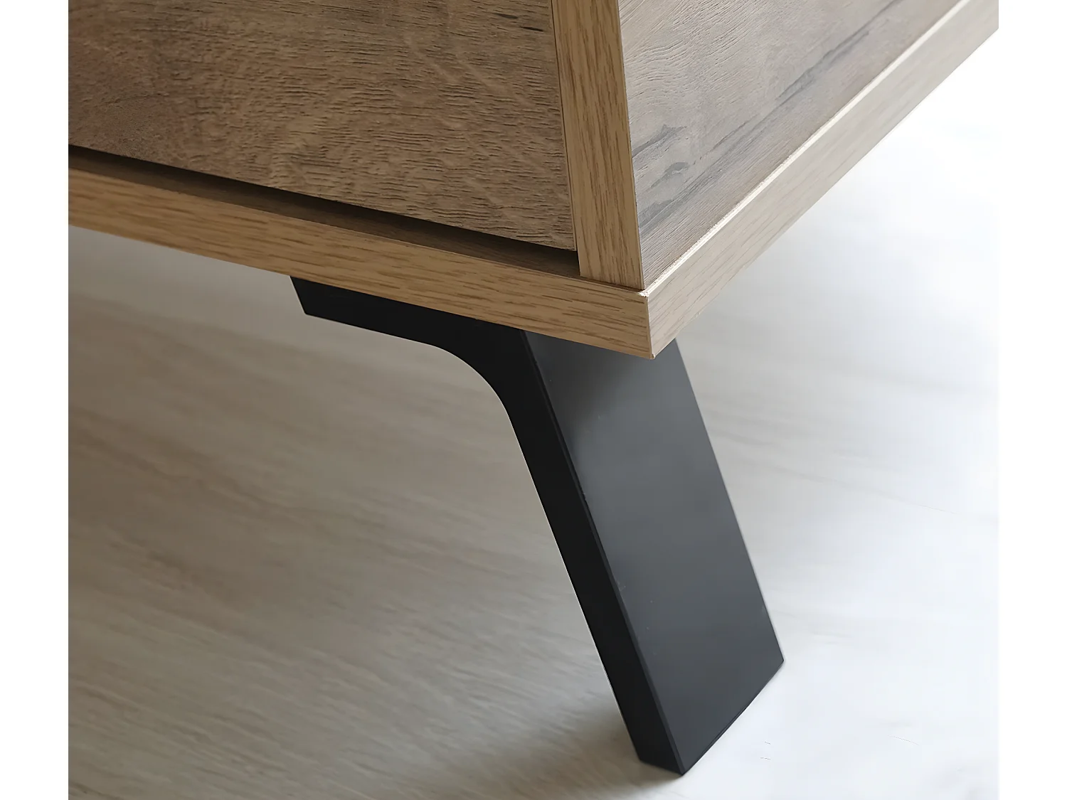 Commode de rangement 2 portes coloris chêne doré - Hauteur 120 x Longueur 74.5 x Profondeur 40 cm