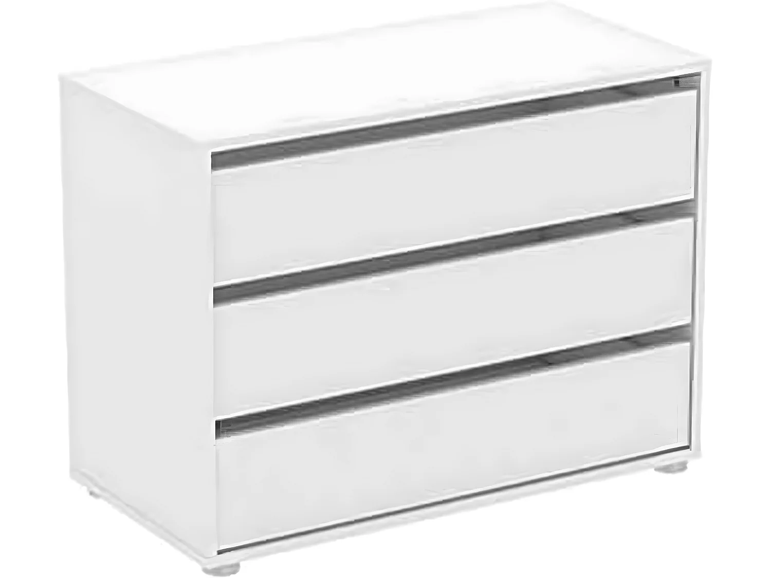 Commode de 3 tiroirs coloris blanc mat - Dim : 79,6 x 58,1 x 39,6 cm
