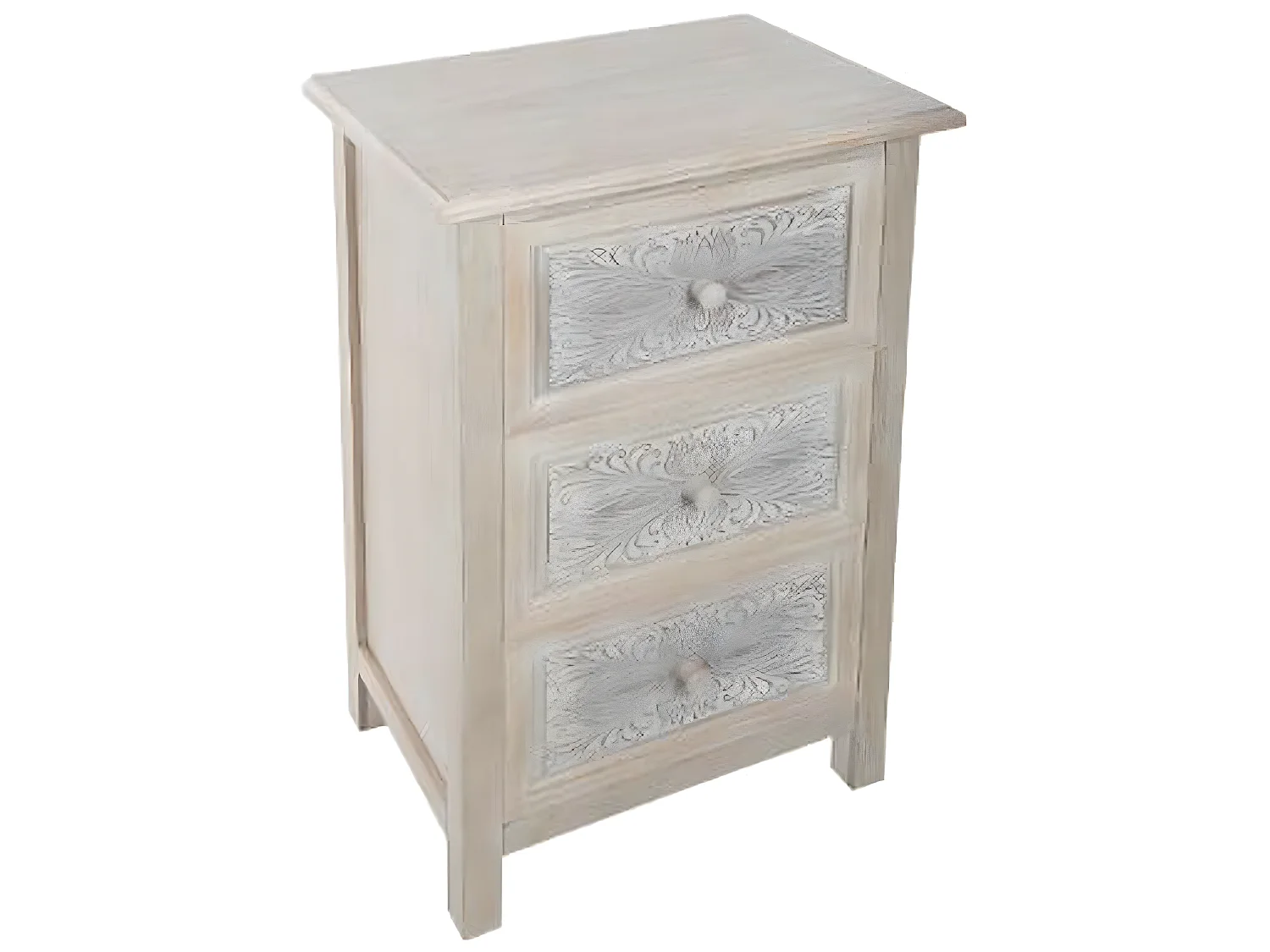 Commode en MDF de 3 tiroirs coloris chêne - Dim : L.48 x l.34 x H.80 cm