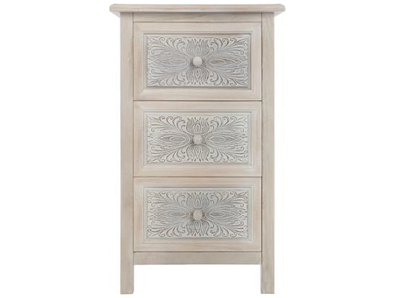 Commode en MDF de 3 tiroirs coloris chêne - Dim : L.48 x l.34 x H.80 cm