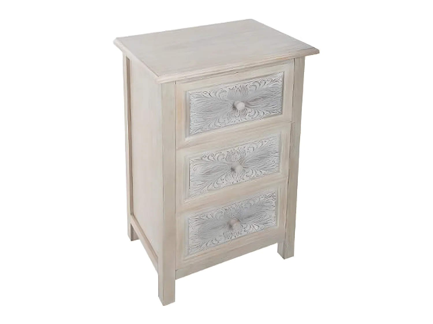 Commode en MDF de 3 tiroirs coloris chêne - Dim : L.48 x l.34 x H.80 cm