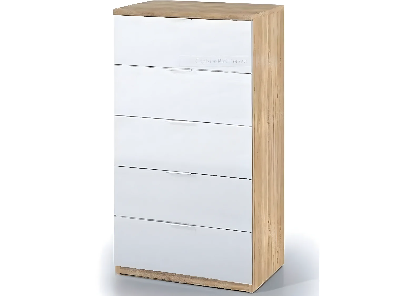 Commode avec 5 tiroirs coloris chêne canadian et blanc artic - 110 x 60 x 40 cm