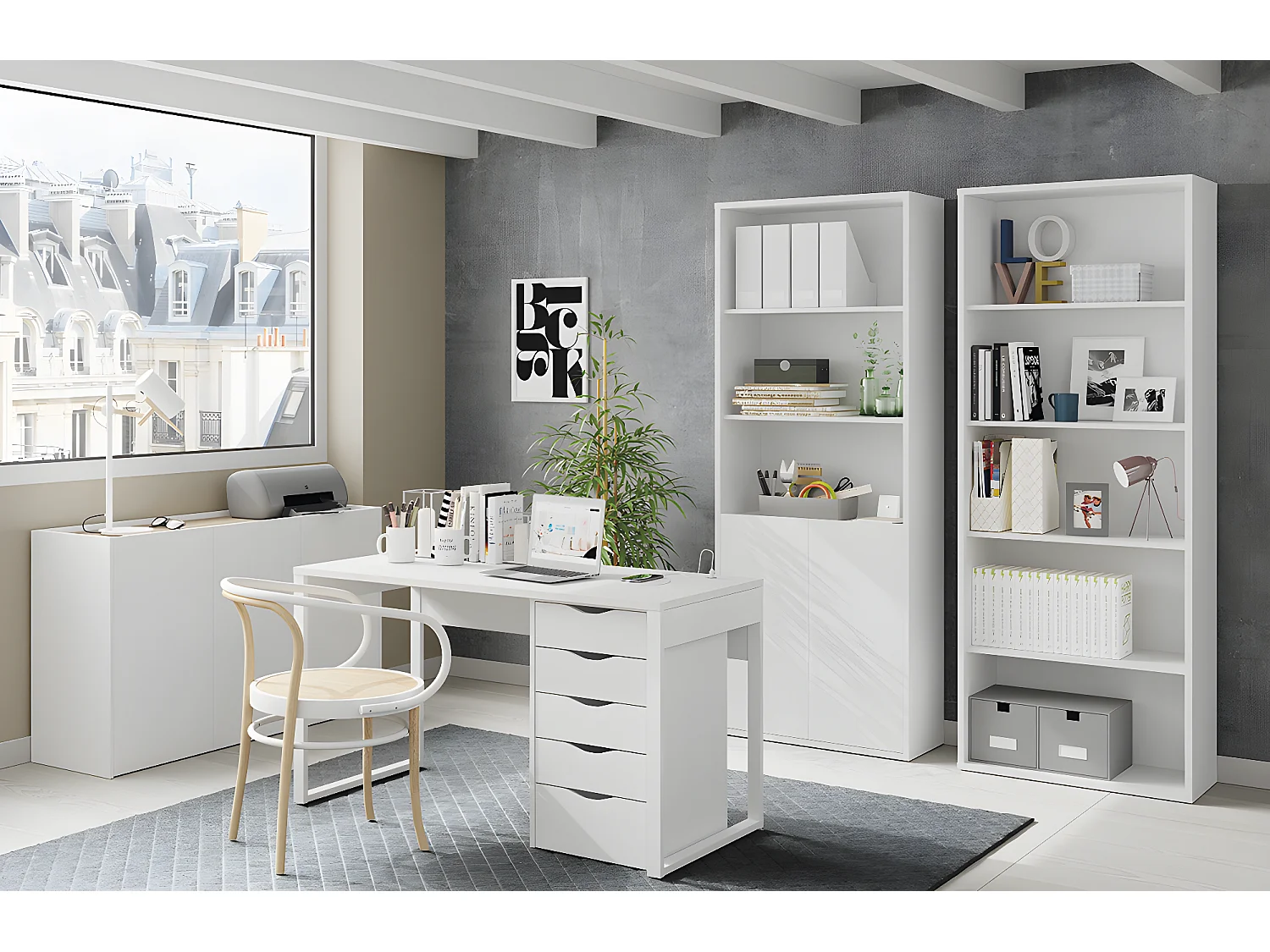 Commode Meuble de rangement coloris blanc - Hauteur 71 x Longueur 40 x Profondeur 43 cm