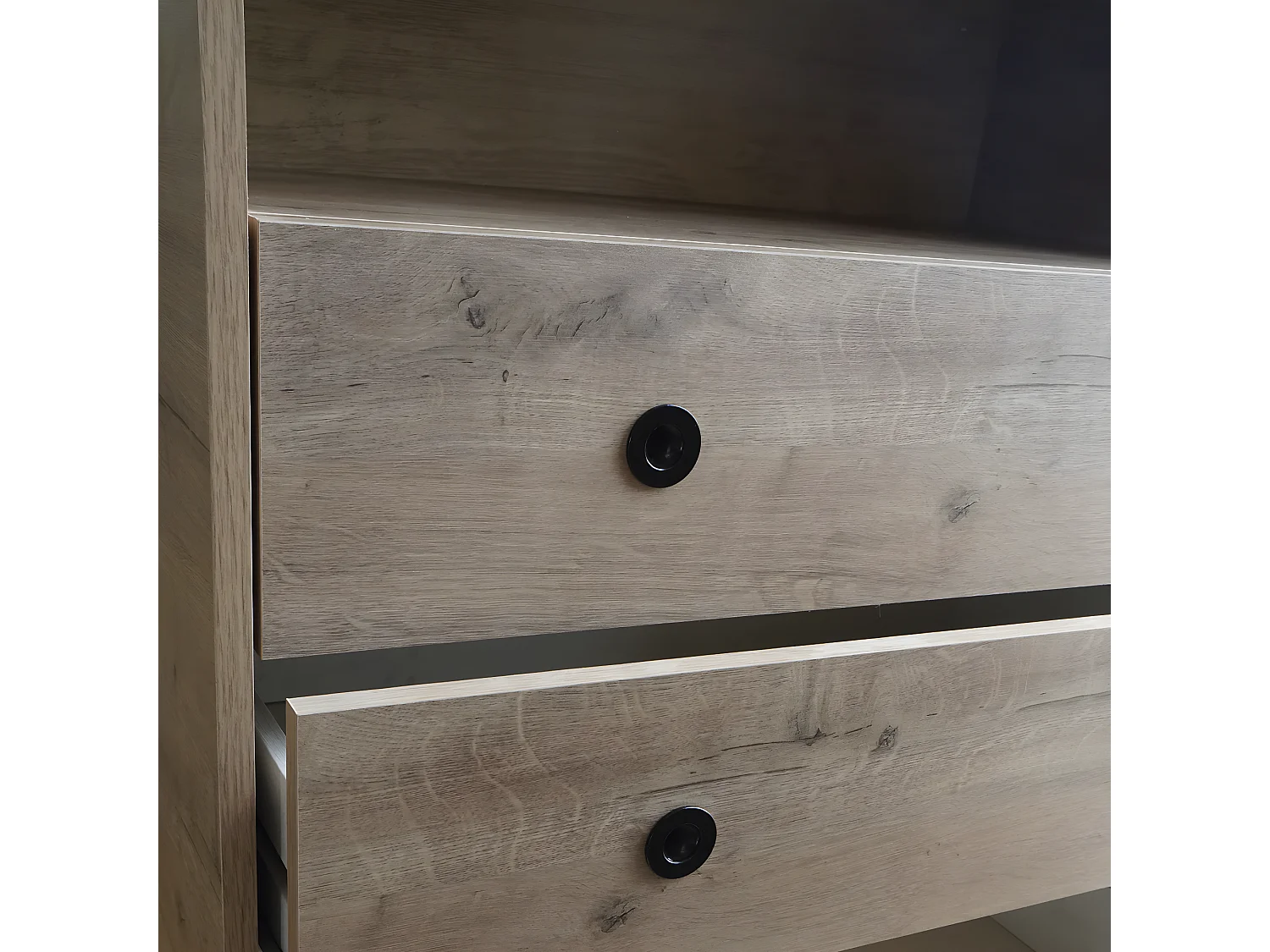 Commode coloris chêne doré / imitation marbre - Hauteur 120 x Longueur 74 x Profondeur 40 cm