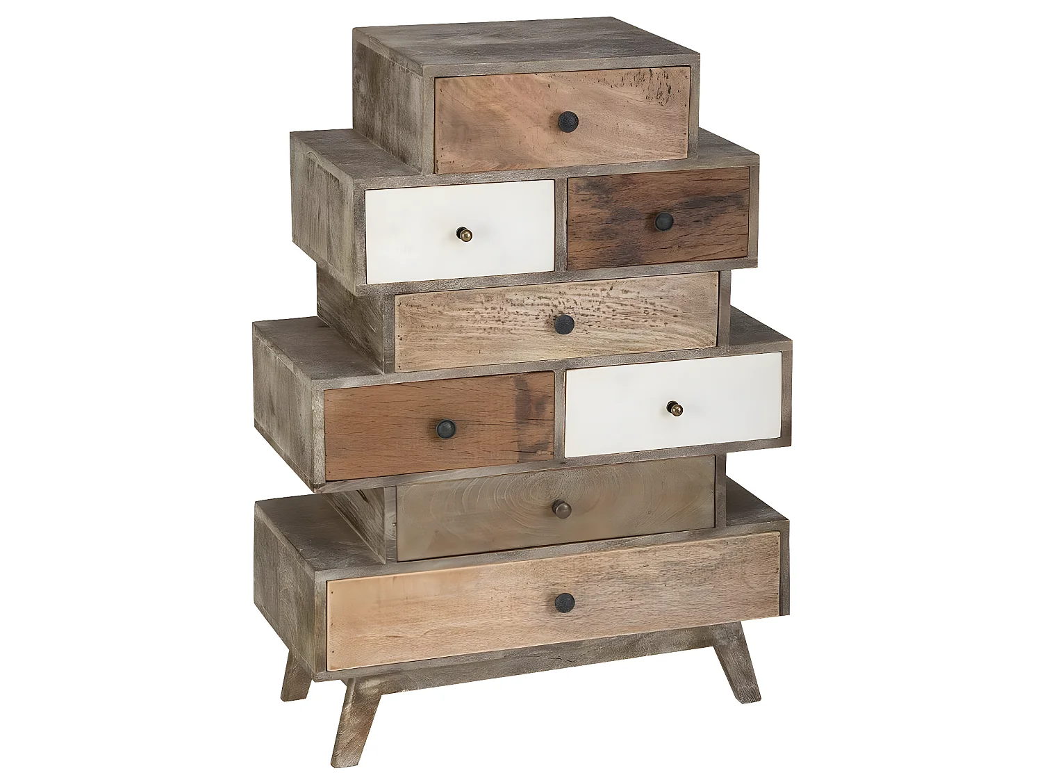 Commode design en bois de manguier, de 8 tiroirs - L.76 x l.35 x H.107 cm