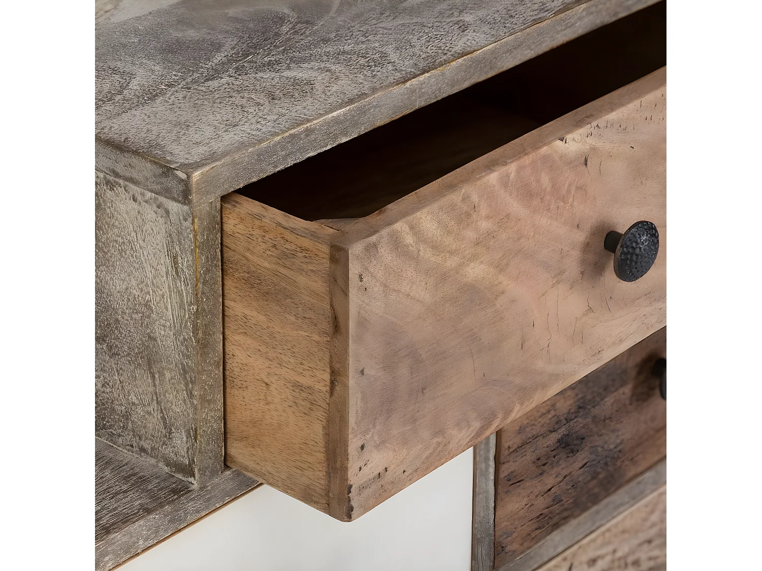 Commode design en bois de manguier, de 8 tiroirs - L.76 x l.35 x H.107 cm