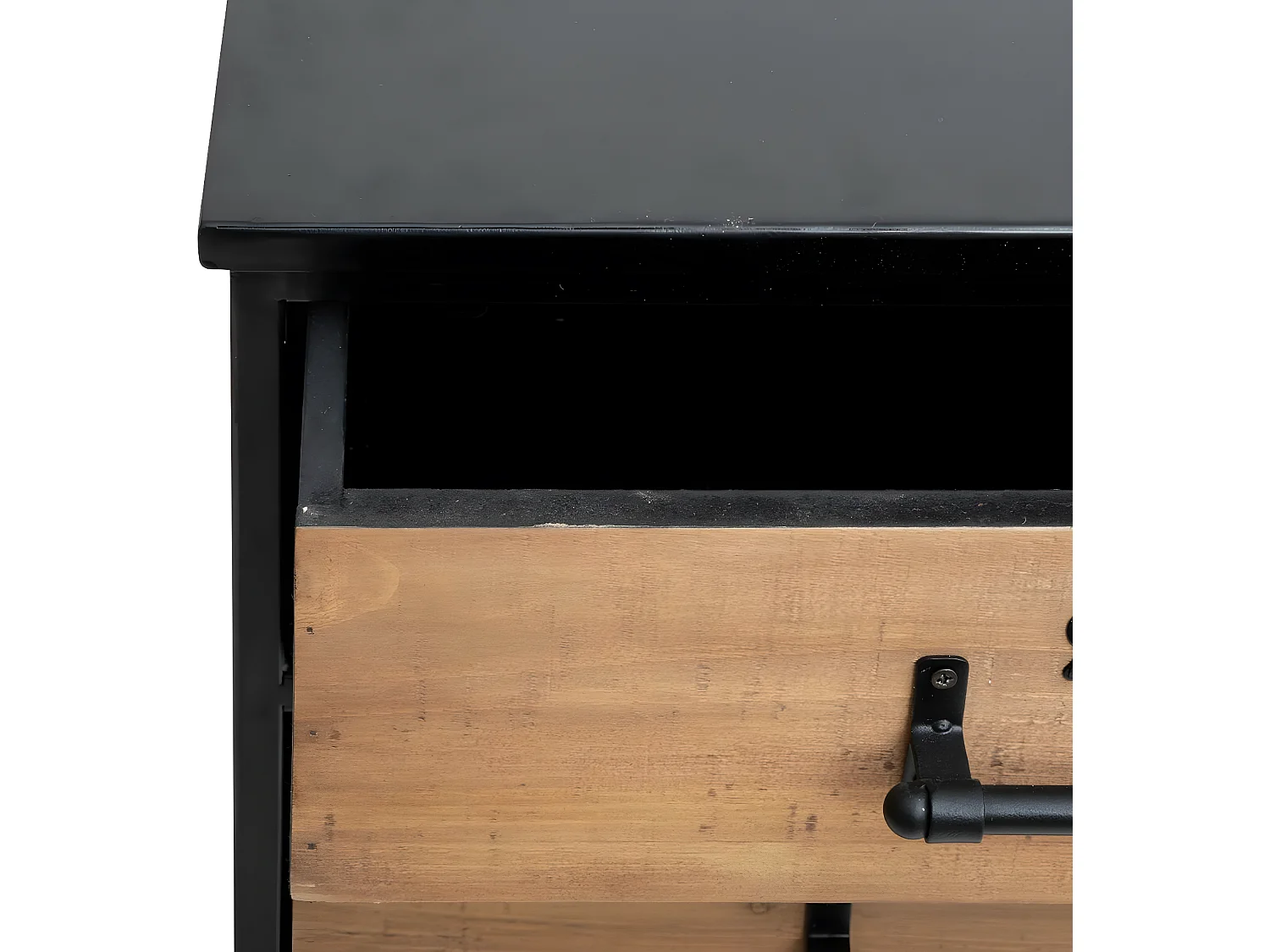 Commode de rangement de 10 tiroirs, coloris noir/naturel - L.84 x l.43 x H.86,7 cm