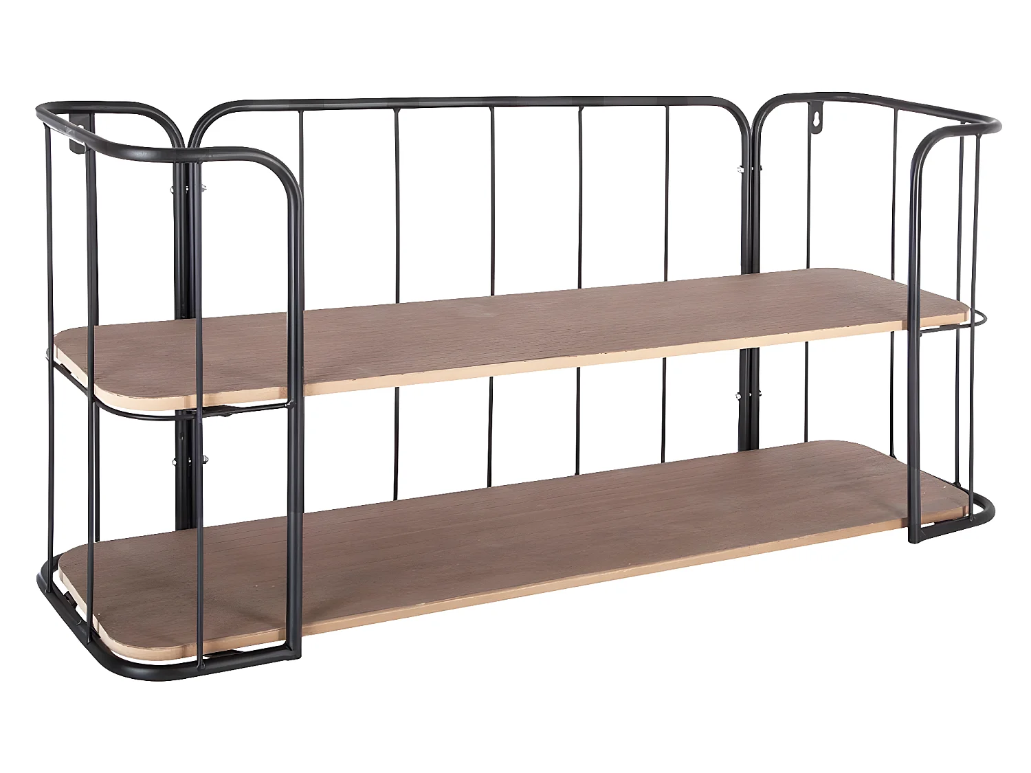 Etagère murale de 2 Étages en Métal et Bois - 75 x 20 x 36 cm