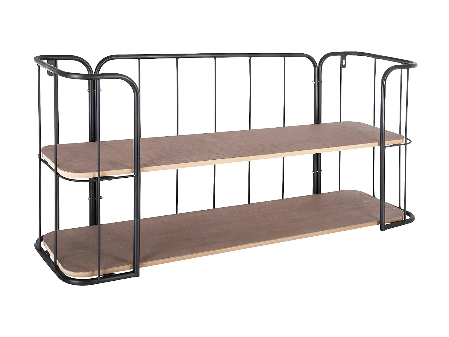 Etagère murale de 2 Étages en Métal et Bois - 75 x 20 x 36 cm