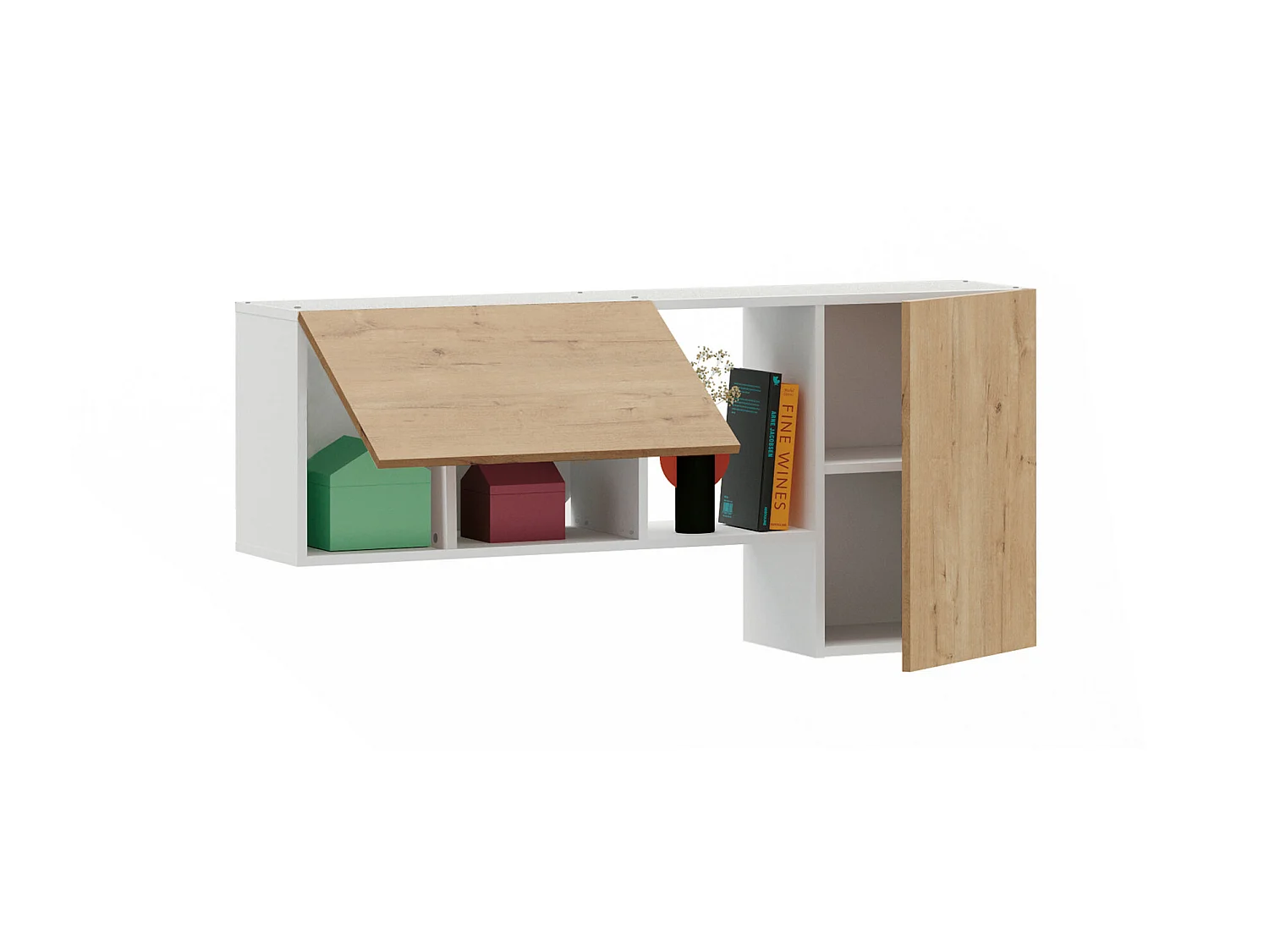 Meuble de salon coloris blanc / chêne doré - Hauteur 60 x Longueur 130 x Profondeur 32 cm