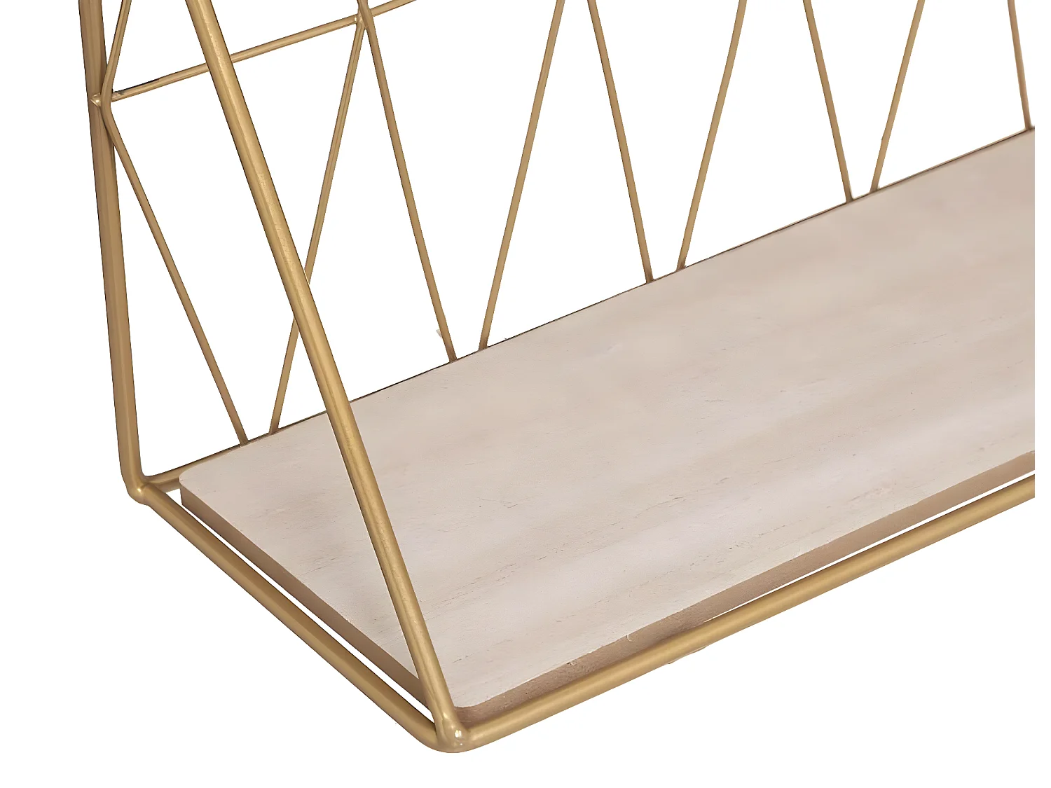 Étagère murale filaire en bois / fer coloris doré - longueur 48 x profondeur 12 x hauteur 20 cm