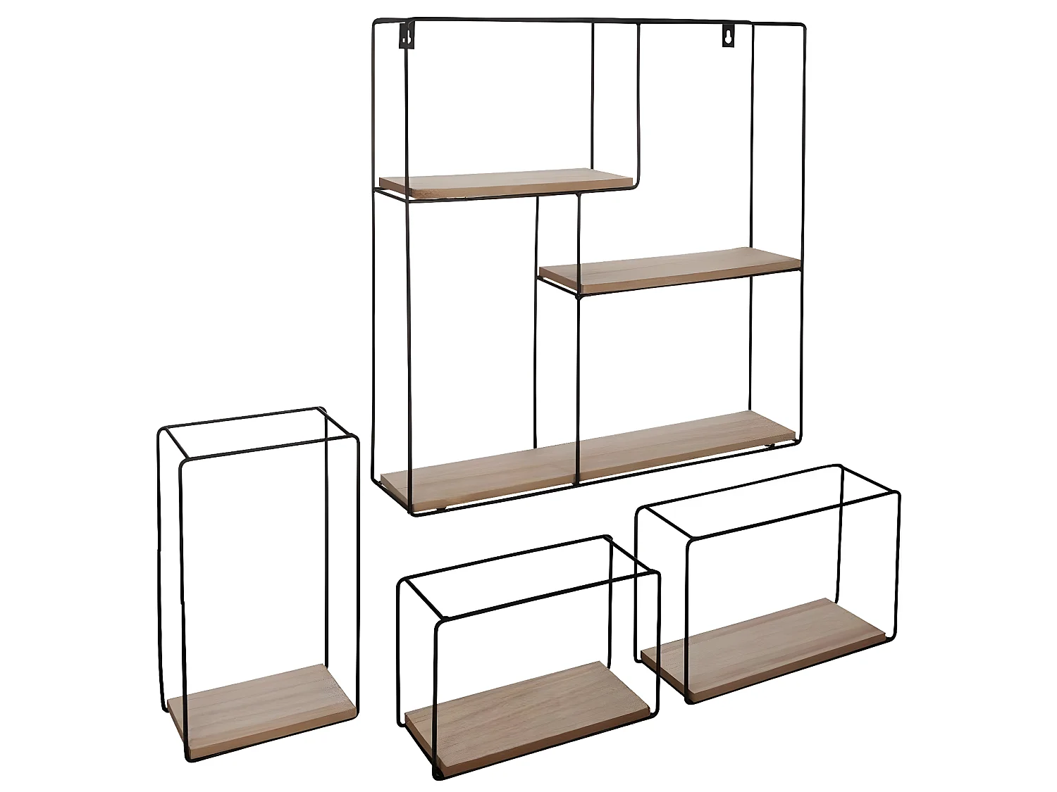 Lot de 4 étagères murales emboîtables carré couleur noire