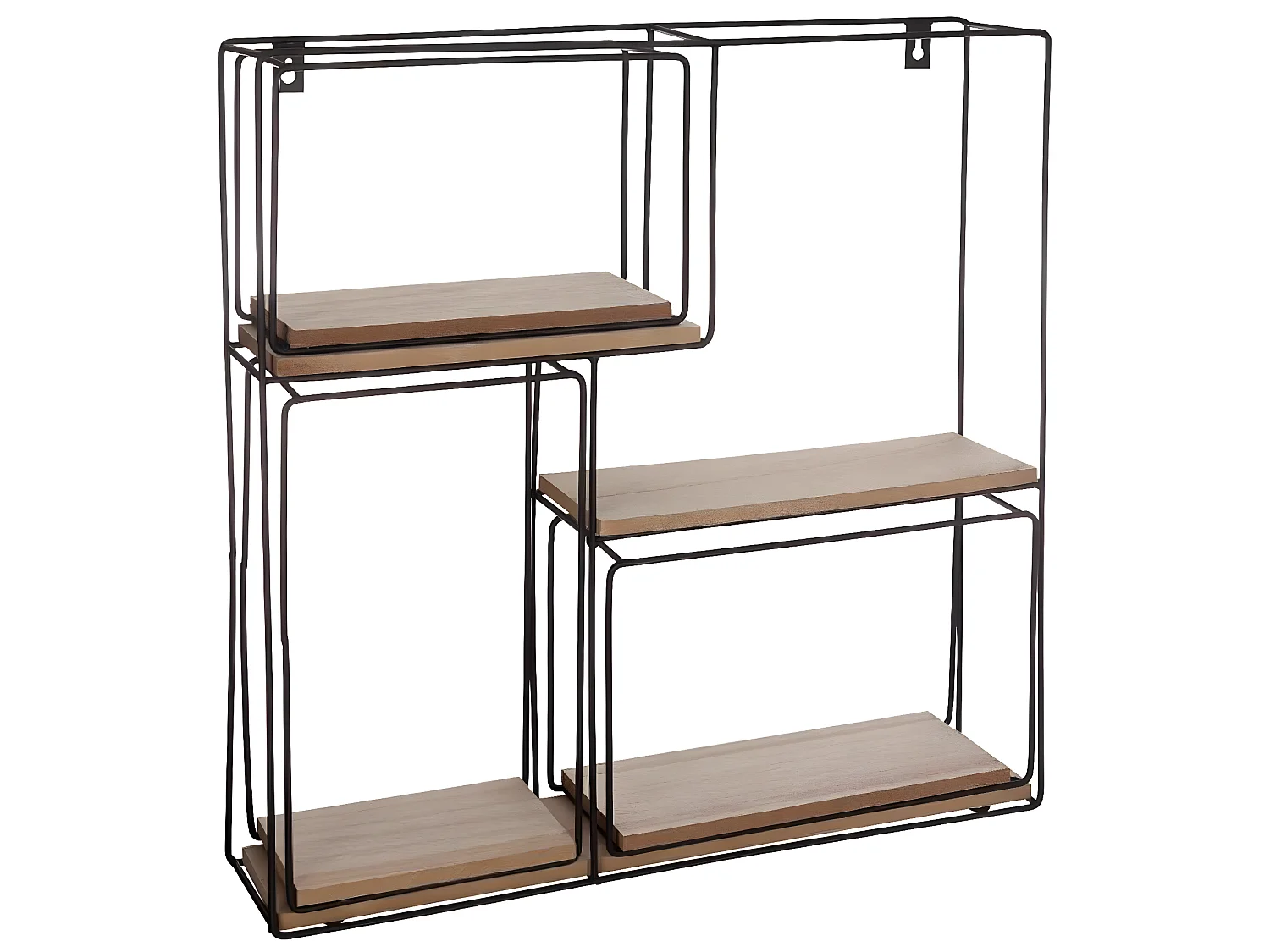 Lot de 4 étagères murales emboîtables carré couleur noire