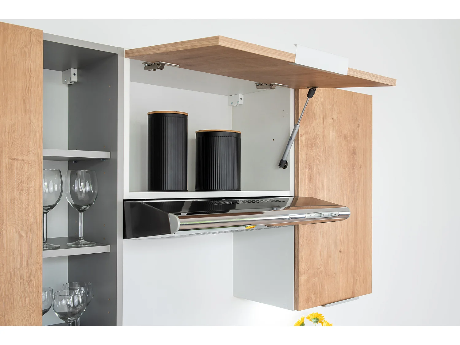 Cuisine complète Ela 7 éléments couleur chêne/gris clair - Longueur 240 cm