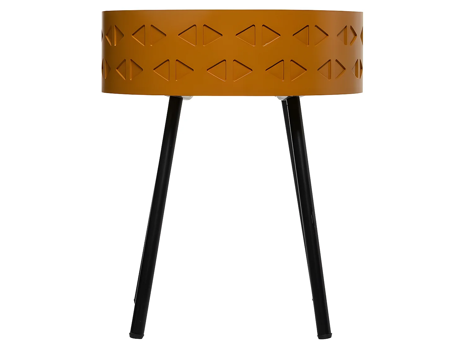 Table à café coffre coloris moutarde en bois - D. 38,5 x H. 45,5 cm