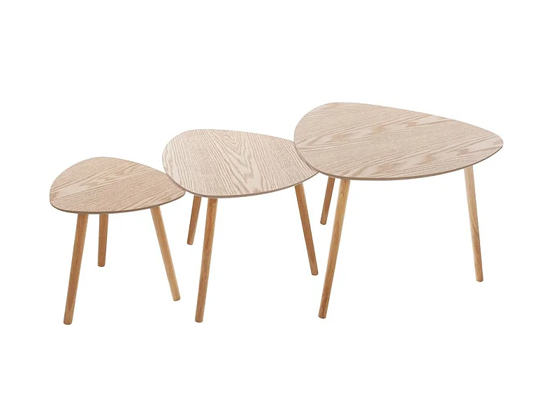 Lot de 3 tables à café en bois coloris naturel