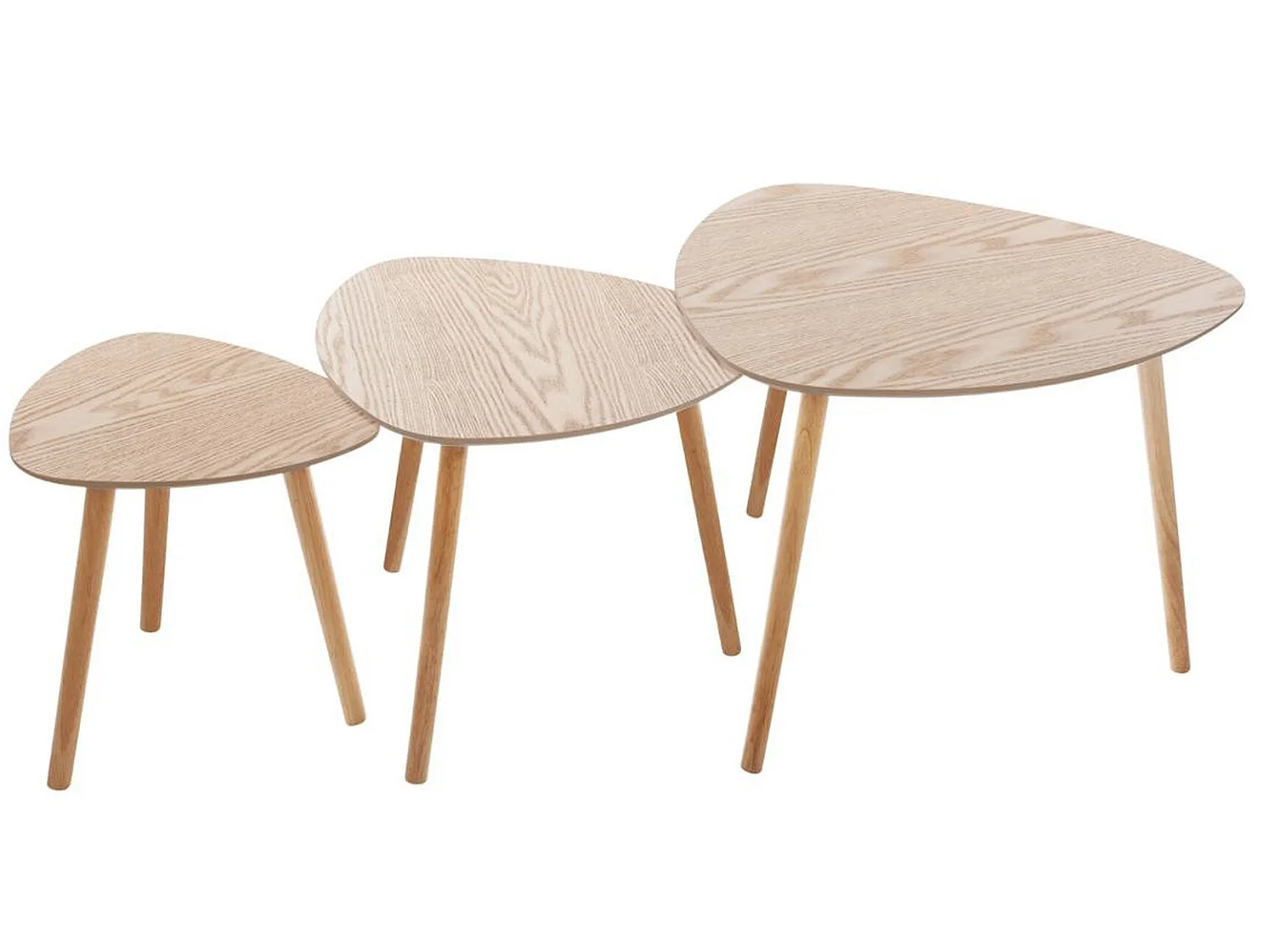 Lot de 3 tables à café en bois coloris naturel